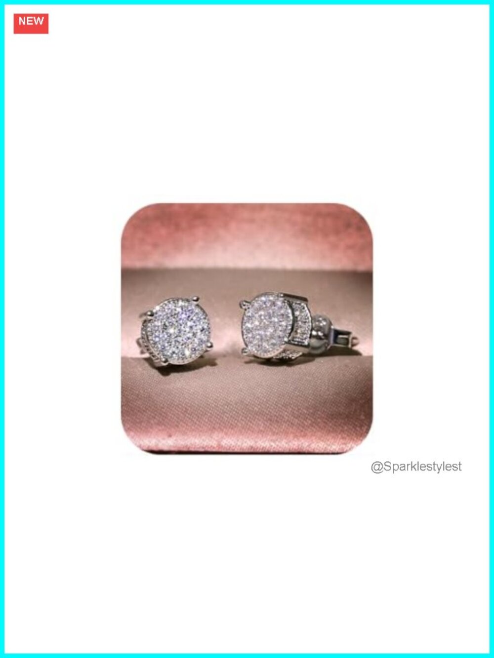 18K White Gold Plated Cubic Zirconia Stud Earrings Hypoallergenic